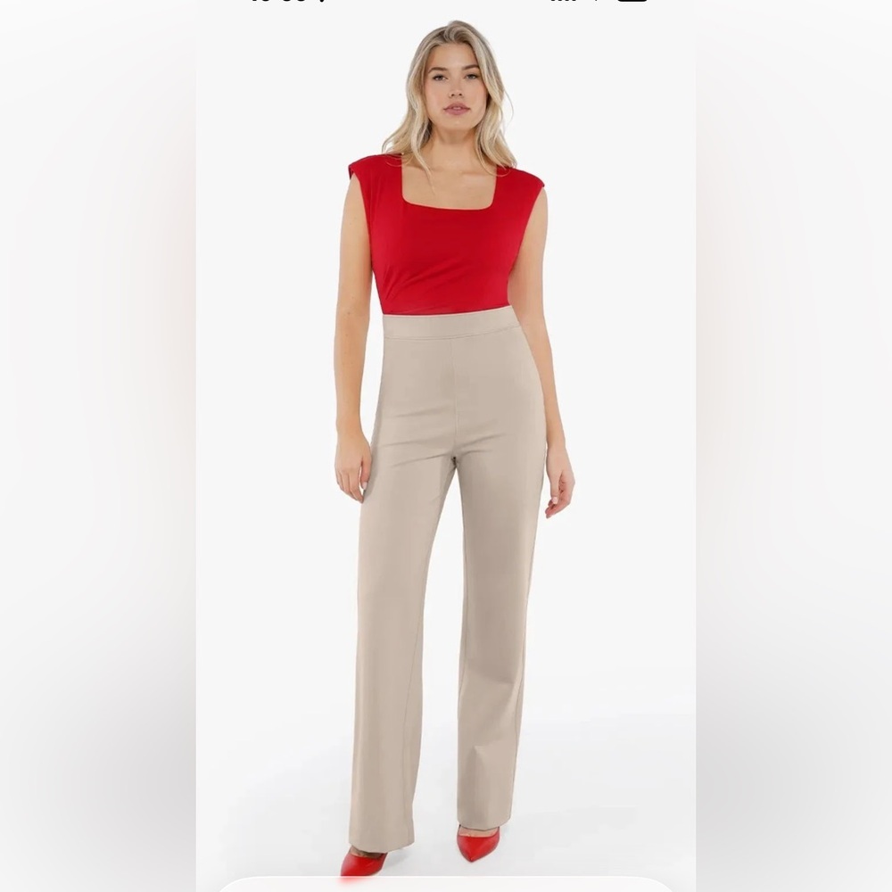 NWT Popilush Wide Leg High-Rise Pants in Beige Size S